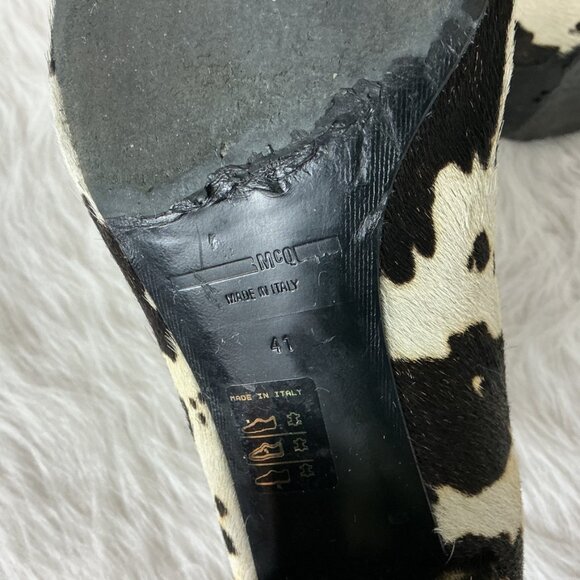 McQ Alexander McQueen Brown Ivory Spotted Calf Hair Ankle Boots EU 41 US 11 - Picture 8 of 9